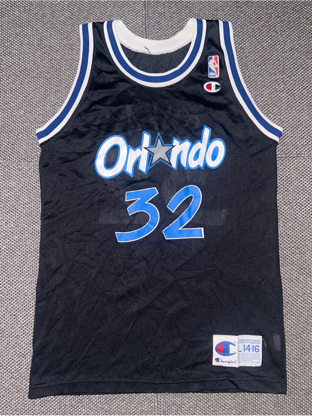 90s Champion Orlando Magic #32 NBA Jersey - Black and Blue
